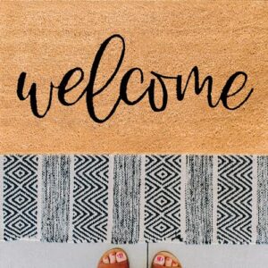 THEODORE MAGNUS Natural Coir Doormat with Non-Slip Backing - 17 x 30 - Outdoor/Indoor - Welcome Mats - Welcome - COIR-1730-15-122