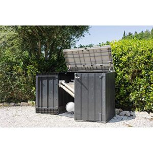 Toomax Stora Way All Weather Outdoor Extra Large Horizontal Storage Shed Cabinet for Garden Tools, and Yard Equipment, Taupe Gray and Anthracite