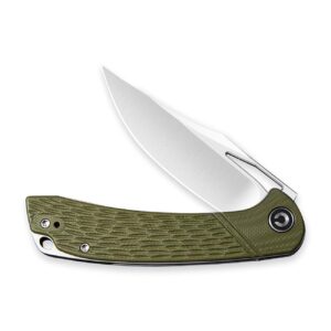 CIVIVI Dogma Pocket knife for EDC, Satin D2 Blade, G10 Handle, Liner Lock, Ball Bearings Pivot,Flipper Opening Utility Knife with Reversible Deep Carry Pocket Clip C2005A (OD Green)