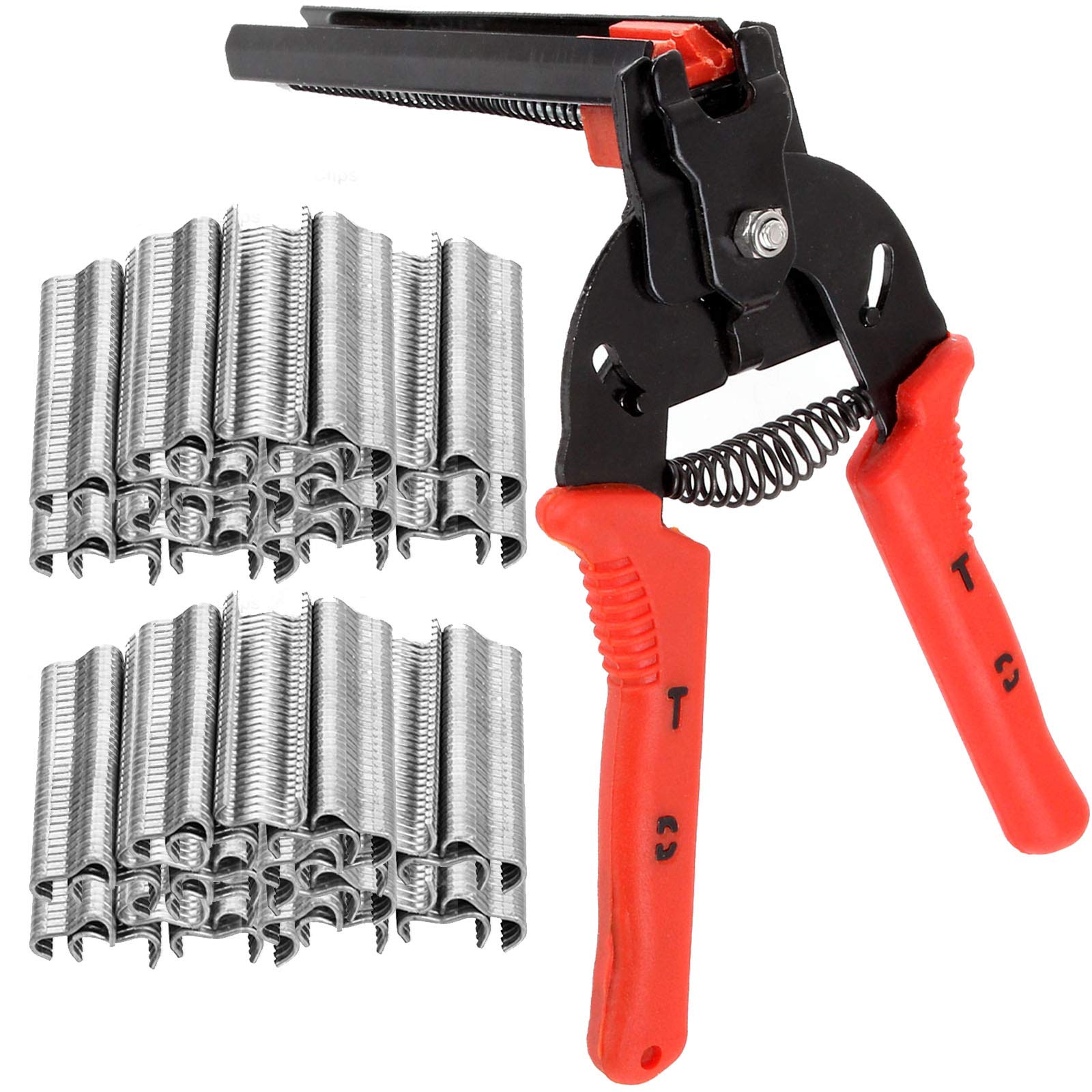 Type M Nail Ring Pliers with 3000pcs M Clips Hog Ring Pliers Kit Upholstery Installation Repair Hand Tools for Bird Chicken Mesh Cage Wire Fencing, Fencing, Railing Pliers