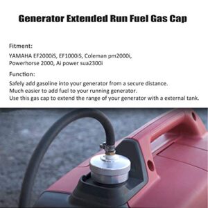 Yoursme Generator Extended Run Fuel Cap Fit for Yamaha EF2000is, EF1000is, Coleman pm2000i, Powerhorse 2000, Ai Power sua2300i Aluminum Silver