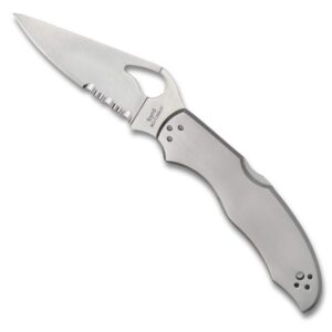 spyderco harrier 2 knife with 3.39" 8cr13mov steel blade and durable stainless steel handle - combinationedge - by01ps2