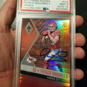 Patrick Mahomes 2017 Panini Phoenix Orange RC PSA MINT 9 AUTO 10 1/1 MVP - Football Slabbed Autographed Rookie Cards