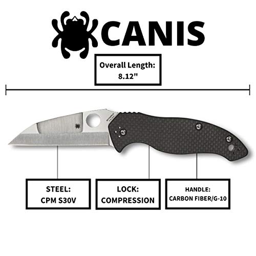 Spyderco Canis Knife with 3.43" CPM S30V Stainless Steel Blade and Carbon Fiber G-10 Laminate Handle - PlainEdge - C248CFP