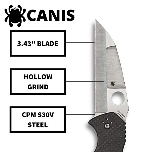 Spyderco Canis Knife with 3.43" CPM S30V Stainless Steel Blade and Carbon Fiber G-10 Laminate Handle - PlainEdge - C248CFP