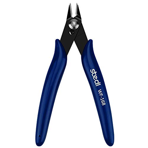 stedi 5 Inch Wire Cutters, Precision, Strongest and Sharpest Micro Shear Flush Cutter, Lightweight Micro Wire Cutter Ideal for Electronics, Aluminum Jewelry and narrow areas, Blue