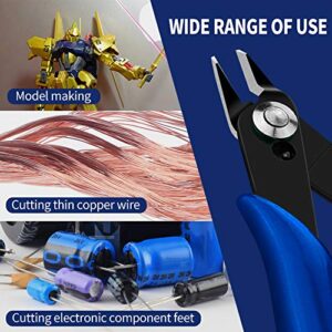 stedi 5 Inch Wire Cutters, Precision, Strongest and Sharpest Micro Shear Flush Cutter, Lightweight Micro Wire Cutter Ideal for Electronics, Aluminum Jewelry and narrow areas, Blue