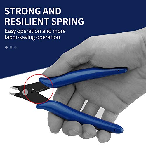 stedi 5 Inch Wire Cutters, Precision, Strongest and Sharpest Micro Shear Flush Cutter, Lightweight Micro Wire Cutter Ideal for Electronics, Aluminum Jewelry and narrow areas, Blue