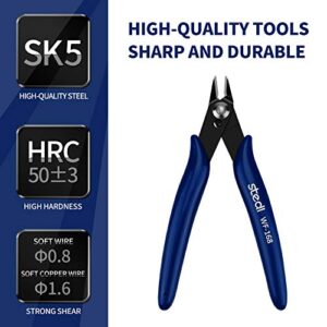 stedi 5 Inch Wire Cutters, Precision, Strongest and Sharpest Micro Shear Flush Cutter, Lightweight Micro Wire Cutter Ideal for Electronics, Aluminum Jewelry and narrow areas, Blue