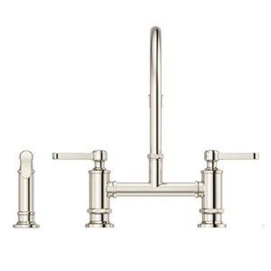 Pfister LG31-TDD Port Haven Kitchen Bridge Faucet with Side Sprayer, Polished Nickel