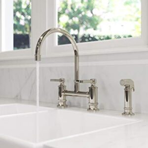 Pfister LG31-TDD Port Haven Kitchen Bridge Faucet with Side Sprayer, Polished Nickel