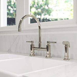 Pfister LG31-TDD Port Haven Kitchen Bridge Faucet with Side Sprayer, Polished Nickel