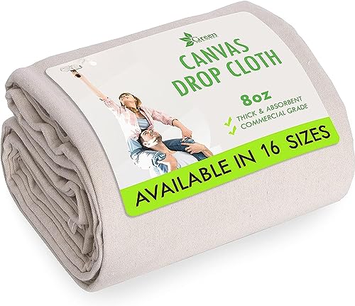 All Purpose Canvas Drop Cloth - Canvas Tarp, Canvas Fabric Drop Cloth Curtains, Drop Cloth for Painting, Floor & Furniture Protection, Painters Drop Cloth, Paint Drop Cloth (Canvas Sheet 4x12)