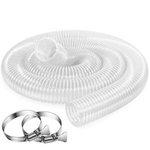 2.5 inch x 10 feet dust collection hose - flexible clear pvc heavy duty puncture resistant dust debris fume hoses - reinforced with coated wire helix