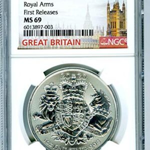 2020 No Mint Mark Great Britain Royal Arms Two Pounds NGC MS69