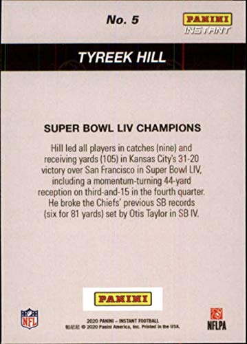 2020 Panini Instant Kansas City Chiefs 2019 Super Bowl LIV Champions #5 Tyreek Hill NFL Football Trading Card