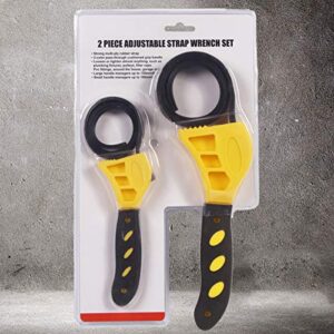 Trepot 2 pcs Universal Rubber Strap Wrench,oil Filter Adjustable Wrench set,Jar Opener Pipe Multifunctional Wrench Tools for mechanics Plumber.