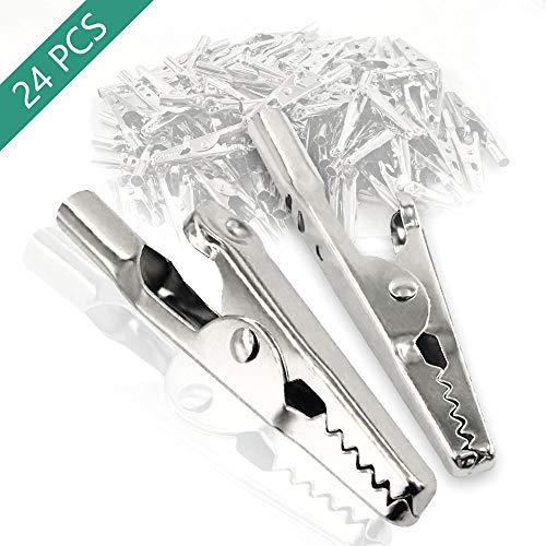 25Pcs 51mm Metal Alligator Clip Spring Clamps test line Crocodile Clip Silver Tone Alligator Clips Nickel Plated Crocodile Clamps, used in laboratory electric testing work and Cable Lead Clip
