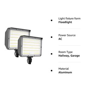 2Pack Dusk to Dawn Outdoor 100W LED Flood Light with Knuckle (Plate Included), 14000LM 1000W Equiv., 100-277V 5000K, ETL Commercial Waterproof LED Floodlight Fixture, Security Lighting for Parking Lot