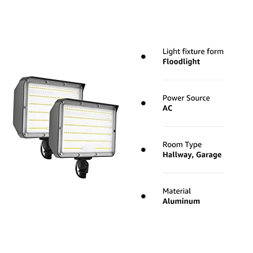 2Pack Dusk to Dawn Outdoor 100W LED Flood Light with Knuckle (Plate Included), 14000LM 1000W Equiv., 100-277V 5000K, ETL Commercial Waterproof LED Floodlight Fixture, Security Lighting for Parking Lot