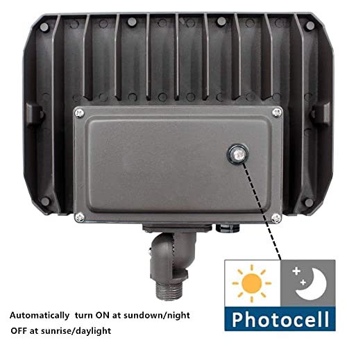 2Pack Dusk to Dawn Outdoor 100W LED Flood Light with Knuckle (Plate Included), 14000LM 1000W Equiv., 100-277V 5000K, ETL Commercial Waterproof LED Floodlight Fixture, Security Lighting for Parking Lot