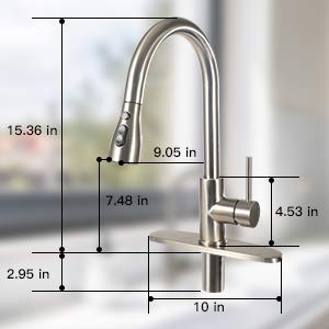 Kitchen Faucet with Pull Down Sprayer，Single Handle Kitchen Sink Faucet with Pull Out Sprayer，High Arc，Stainless Steel Kitchen Faucets with Deck Plate，Brushed Nickel KC-98001BS