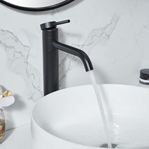 Hotis Modern Matte Black Vessel Sink Faucet, 360 Swivel Vessel Faucets for Sink 1 Hole, Tall Body Single Handle Mixer Spout Stainless Steel with Pop Up Drain