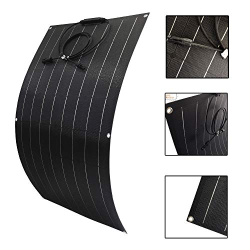 Flexible Solar Panel 100W 12V Monocrystalline Bendable - 100 Watt 12Volt Semi-Flexible Solar Panels Charger Off-Grid for RV Boat Cabin Van Car Uneven Surfaces