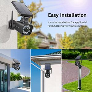 Techage SL669, Solar Battery Powered, Fake Security Camera, Dummy Cameras, Motion-Activated Floodlights, Realistic Look, Easy to Install, IP66 Waterproof, Warning Sticker Included, Pack of 2(Black)