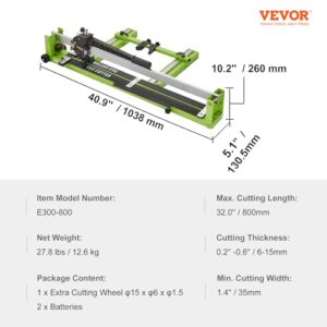 VEVOR Tile Cutter 32 Inch Manual Tile Cutter 1.4 Inch Tile Cutting Machine Ceramic Porcelain Tile Cutter w/Laser Guide All-Steel Frame and Bonus Spare Cutter Wheels Tile Cutter Hand Tool