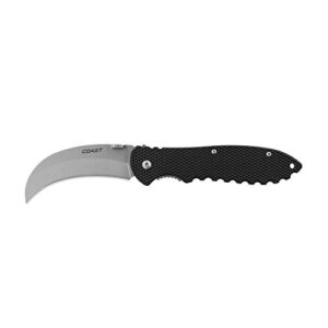 coast - 21627 coast dx300 double lock folding knife with 3" hooked stainless steel blade,black
