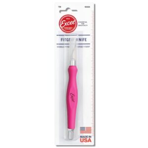 excel blades fit grip knife - ultra sharp knife with carbon steel angled edge blade & contoured rubberized grip - light duty cutting tool for precision cutting and trimming - pink, made in the usa