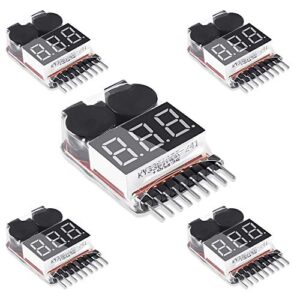 5pcs 2in1 1-8s lipo battery voltage tester,rc low voltage buzzer alarm,battery monitor checker tester for 1-8s lipo/li-ion/limn/li-fe