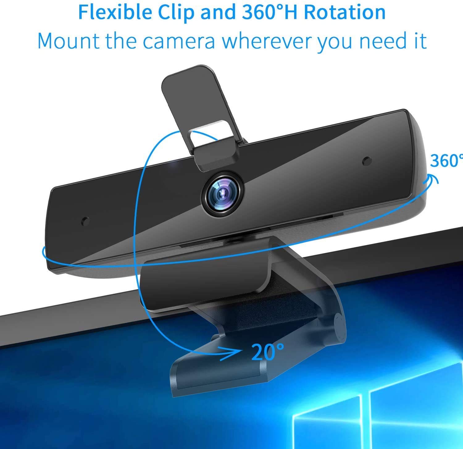 1080P Web Camera, 60FPS Webcam with Microphone, Qtniue USB Webcam Desktop or Laptop, Streaming Webcam for Computer Widescreen Video Calling, Conferencing or Recording, USB Computer Camera Built-in Mic