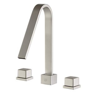 pop sanitaryware roman tub faucet brushed nickel 2 handle deck mounted bathtub faucet with waterfall spout for high flow rate, include valve and trim kit