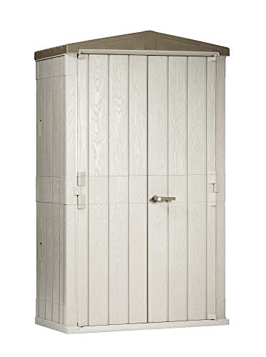 Toomax High Storer Plus Tool Shed 1.670L, Dim. cm 130x75.6x218.4h, Taupe/Brown