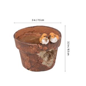 Cabilock Exquisite 1PC Resin Bonsai Flower Pot Miniature Handmade Vase Succulent Flower Plant Storage Container Lifelike Microlandscape Flowerpot Decor for Garden Balcony Park Yard Bird Style