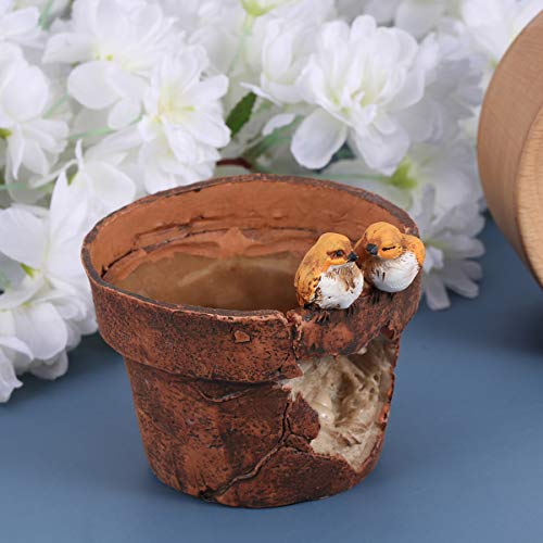 Cabilock Exquisite 1PC Resin Bonsai Flower Pot Miniature Handmade Vase Succulent Flower Plant Storage Container Lifelike Microlandscape Flowerpot Decor for Garden Balcony Park Yard Bird Style