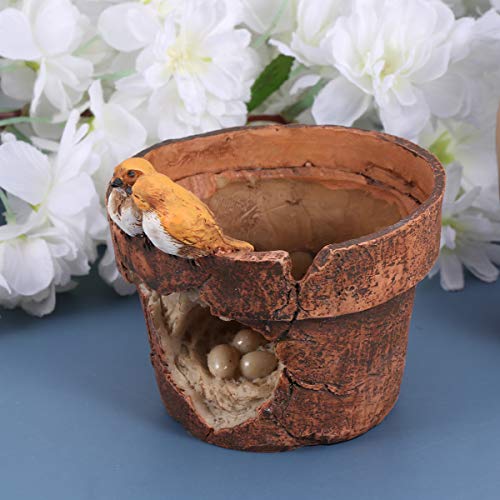 Cabilock Exquisite 1PC Resin Bonsai Flower Pot Miniature Handmade Vase Succulent Flower Plant Storage Container Lifelike Microlandscape Flowerpot Decor for Garden Balcony Park Yard Bird Style