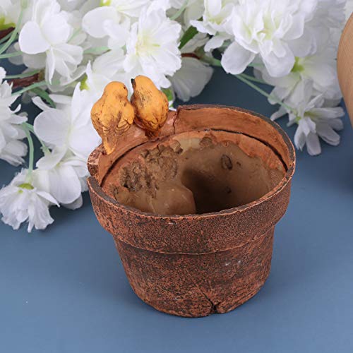 Cabilock Exquisite 1PC Resin Bonsai Flower Pot Miniature Handmade Vase Succulent Flower Plant Storage Container Lifelike Microlandscape Flowerpot Decor for Garden Balcony Park Yard Bird Style