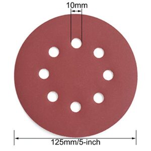 Aiyard 5-Inch 8-Hole Hook and Loop Sanding Discs, 600/800/1000/1200/1500/2000 Fine Grits Sandpaper for Random Orbit Sander, 60-Pack