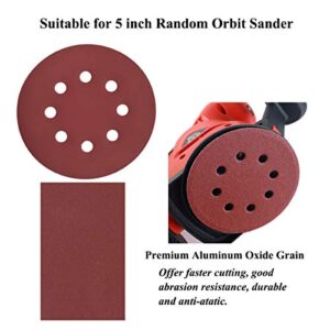 Aiyard 5-Inch 8-Hole Hook and Loop Sanding Discs, 600/800/1000/1200/1500/2000 Fine Grits Sandpaper for Random Orbit Sander, 60-Pack