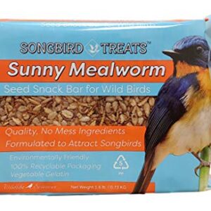 Songbird Treats Sunny Mealworm Seed Bar | 1.6 lb Wild Bird Seed Cake (Sunny Mealworm)