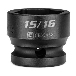 capri tools 15/16 in. stubby impact socket, 1/2 in. drive, 6-point, sae (cp55458)