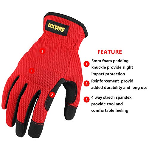 DULFINE High Performance Work Gloves For Men(3 Pairs Pack), High Dexterity Touch Screen For Multipurpose,Excellent Grip (Large)