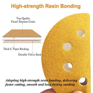 Aiyard 5-Inch 8-Hole Hook and Loop Sanding Discs 80-Grit Random Orbit Sandpaper, 100-Pack