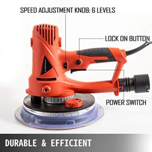 Mophorn Drywall Sander 710W, Electric Drywall Sander with Automatic Vacuum System and LED Light,Variable Speed 1200-2500RPM,Handheld Drywall Sander with a Carry Vacuum Bag and 6 pcs Sanding Discs