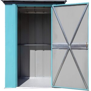 Spacemaker 4' x 3' Compact Outdoor Metal Backyard, Patio, and Garden Shed Kit, Teal and Anthracite