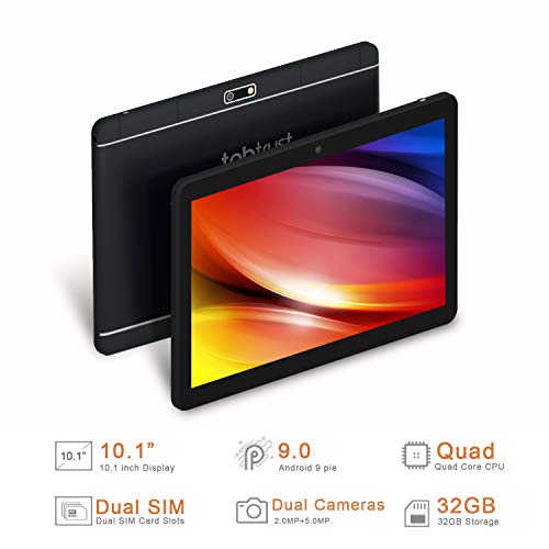 Tablet 10 Inch Android 9.0, 2GB+32GB, Quad-Core Processor, 10 inch 1280x800 IPS HD Display, 2MP+ 5MP, Bluetooth, WiFi, GMS 3G Phone Tablets