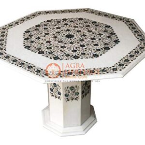 Marble Dining Center Table Top With Stand Pauashell Turquoise Inlay Garden Home Decor